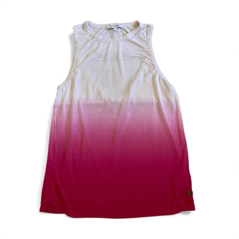 Peace Love World Ombre Pink and White Sleeveless Tank Top